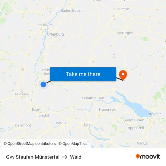 Gvv Staufen-Münstertal to Wald map