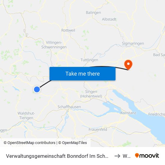 Verwaltungsgemeinschaft Bonndorf Im Schwarzwald to Wald map