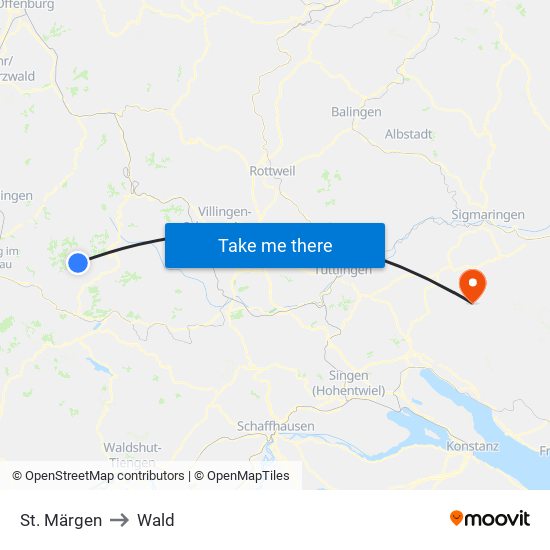 St. Märgen to Wald map