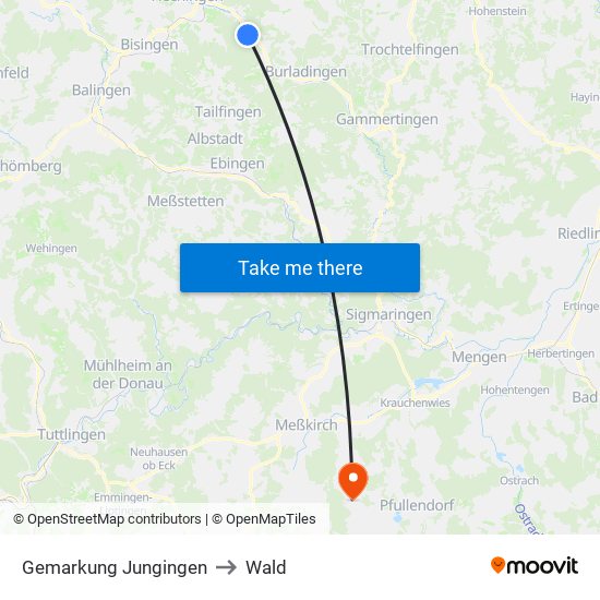 Gemarkung Jungingen to Wald map