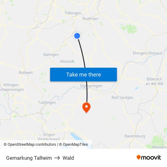 Gemarkung Talheim to Wald map