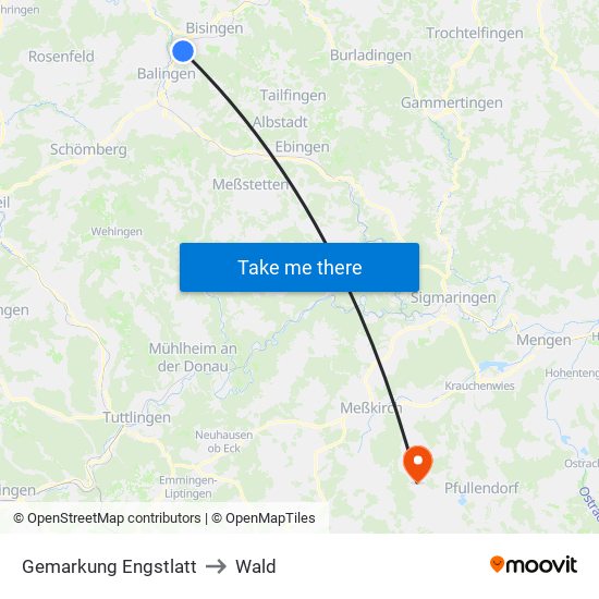 Gemarkung Engstlatt to Wald map