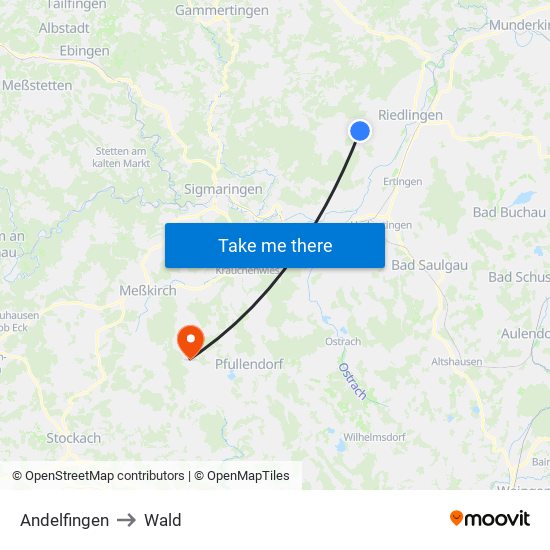 Andelfingen to Wald map