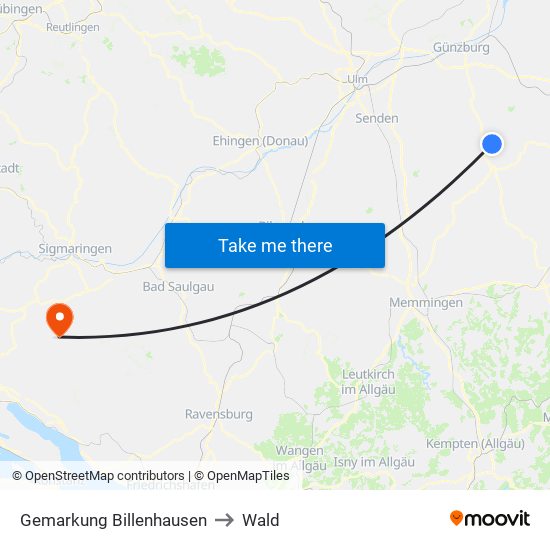 Gemarkung Billenhausen to Wald map