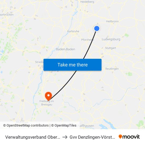 Verwaltungsverband Oberes Zabergäu to Gvv Denzlingen-Vörstetten-Reute map