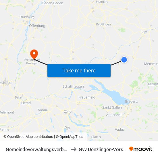 Gemeindeverwaltungsverband Bad Buchau to Gvv Denzlingen-Vörstetten-Reute map