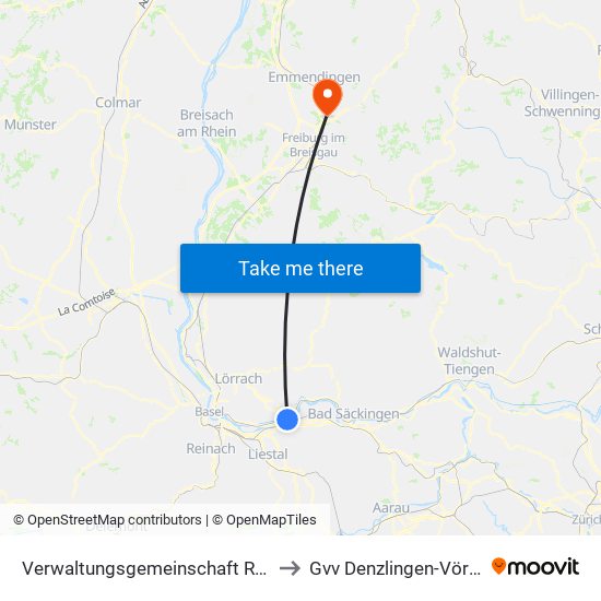 Verwaltungsgemeinschaft Rheinfelden (Baden) to Gvv Denzlingen-Vörstetten-Reute map