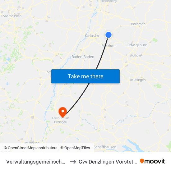 Verwaltungsgemeinschaft Bretten to Gvv Denzlingen-Vörstetten-Reute map