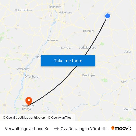 Verwaltungsverband Krautheim to Gvv Denzlingen-Vörstetten-Reute map