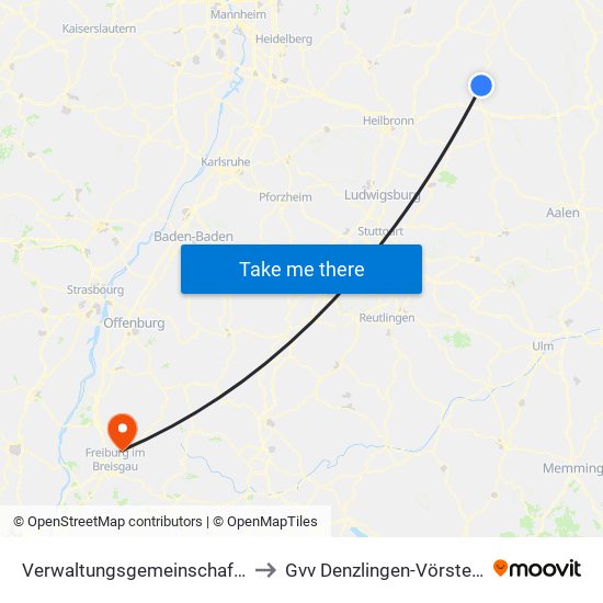 Verwaltungsgemeinschaft Künzelsau to Gvv Denzlingen-Vörstetten-Reute map