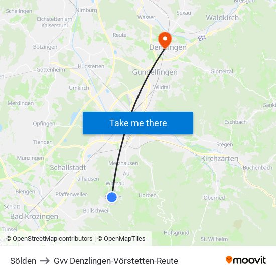 Sölden to Gvv Denzlingen-Vörstetten-Reute map