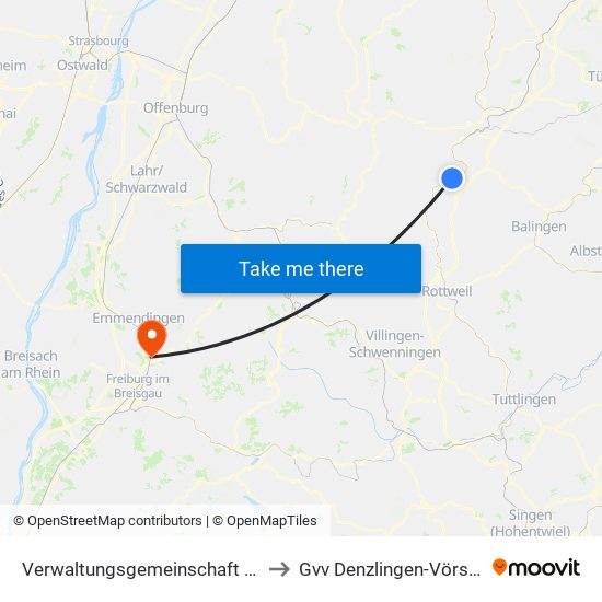 Verwaltungsgemeinschaft Sulz am Neckar to Gvv Denzlingen-Vörstetten-Reute map