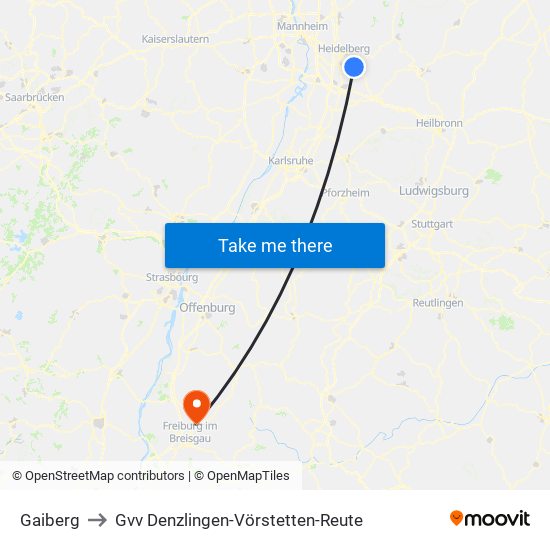 Gaiberg to Gvv Denzlingen-Vörstetten-Reute map