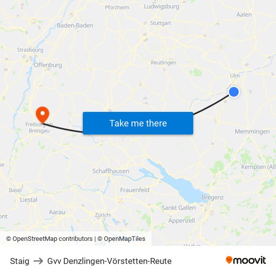 Staig to Gvv Denzlingen-Vörstetten-Reute map