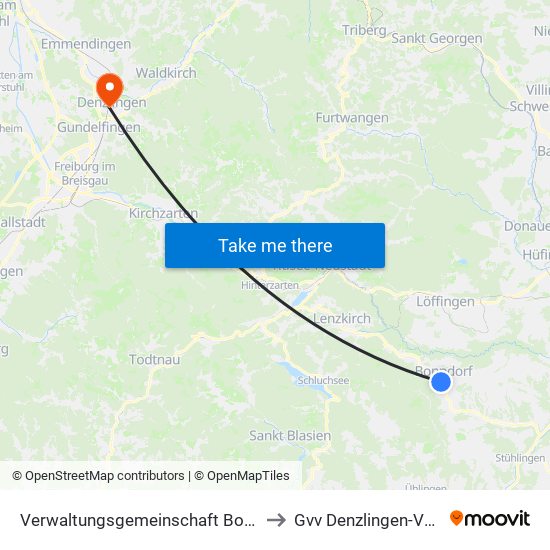 Verwaltungsgemeinschaft Bonndorf Im Schwarzwald to Gvv Denzlingen-Vörstetten-Reute map