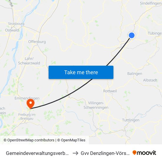 Gemeindeverwaltungsverband Oberes Gäu to Gvv Denzlingen-Vörstetten-Reute map