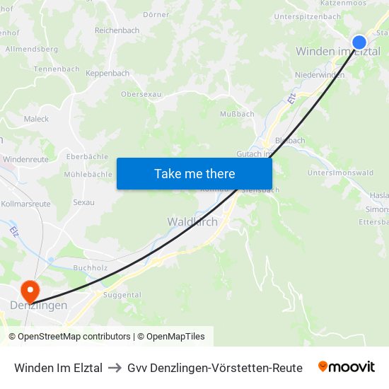 Winden Im Elztal to Gvv Denzlingen-Vörstetten-Reute map