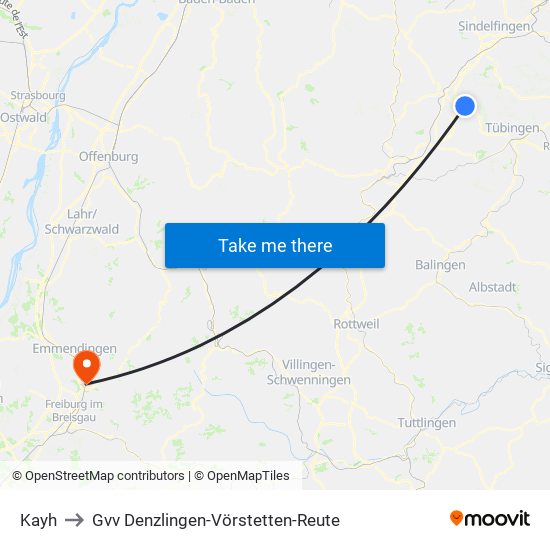 Kayh to Gvv Denzlingen-Vörstetten-Reute map