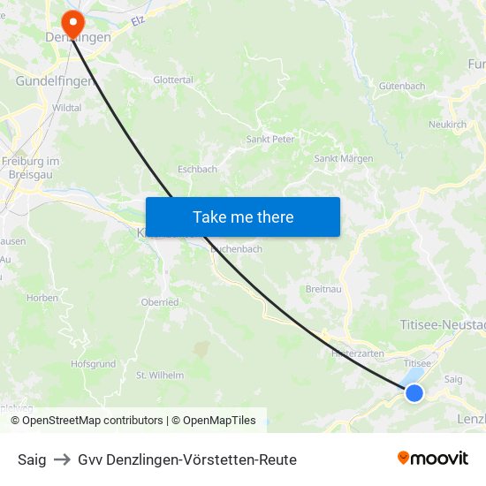 Saig to Gvv Denzlingen-Vörstetten-Reute map