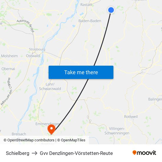 Schielberg to Gvv Denzlingen-Vörstetten-Reute map