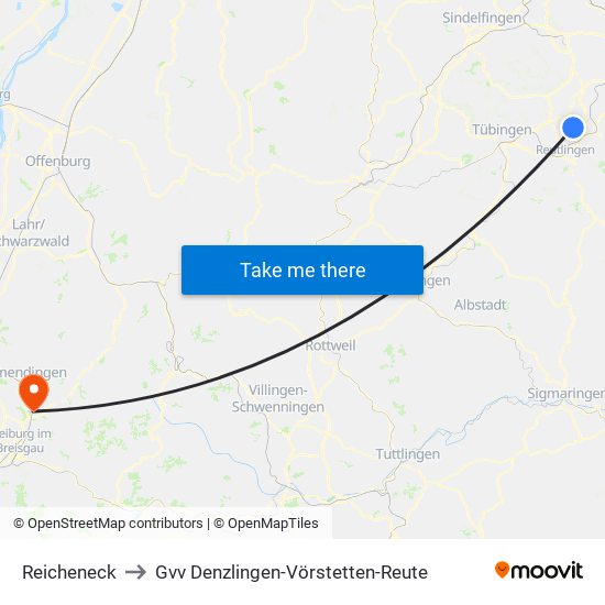 Reicheneck to Gvv Denzlingen-Vörstetten-Reute map