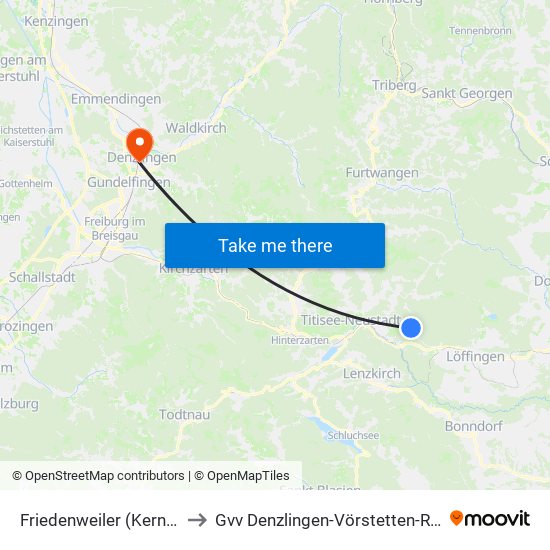 Friedenweiler (Kernort) to Gvv Denzlingen-Vörstetten-Reute map