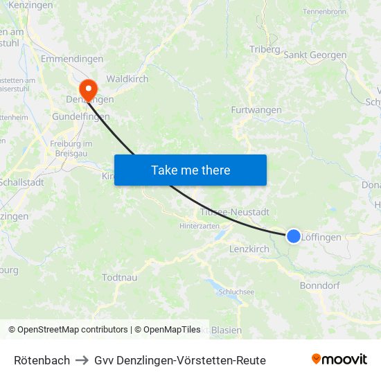 Rötenbach to Gvv Denzlingen-Vörstetten-Reute map