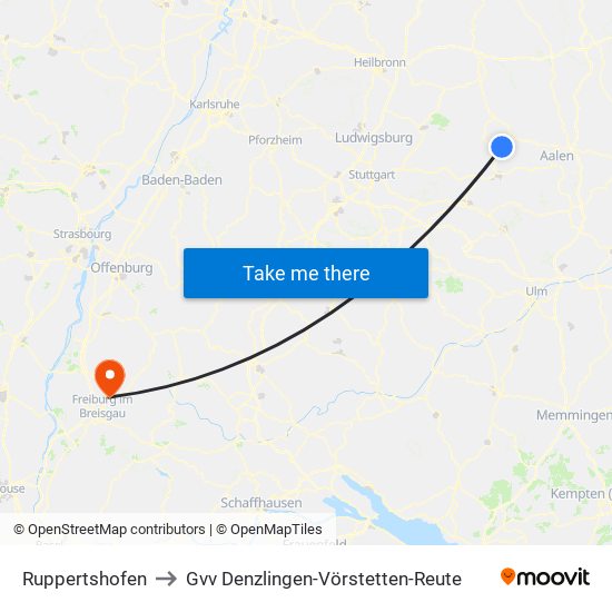 Ruppertshofen to Gvv Denzlingen-Vörstetten-Reute map