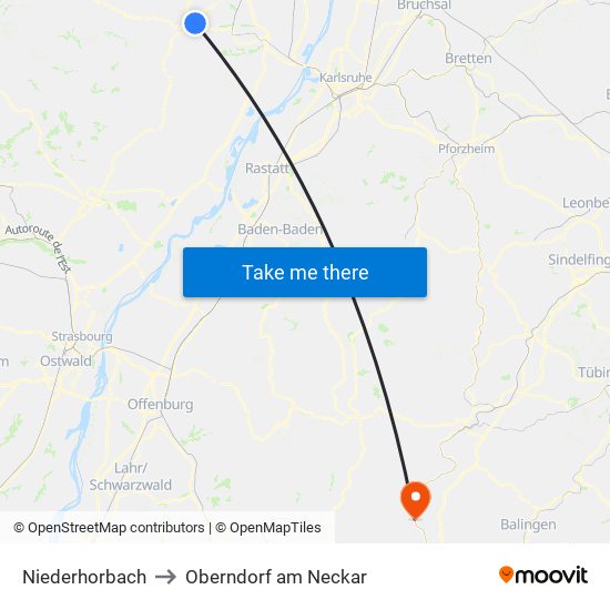 Niederhorbach to Oberndorf am Neckar map