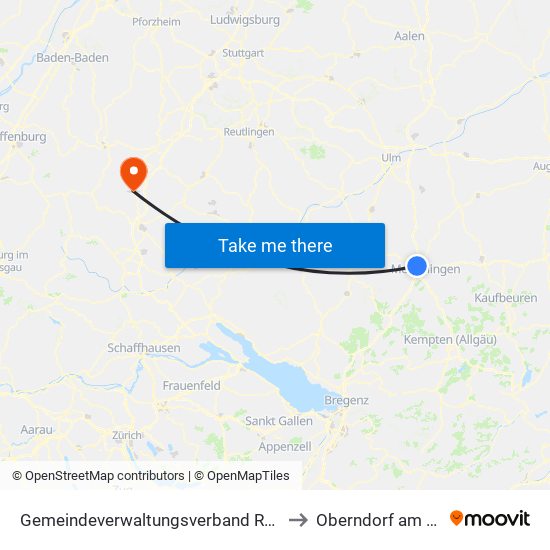 Gemeindeverwaltungsverband Rot-Tannheim to Oberndorf am Neckar map