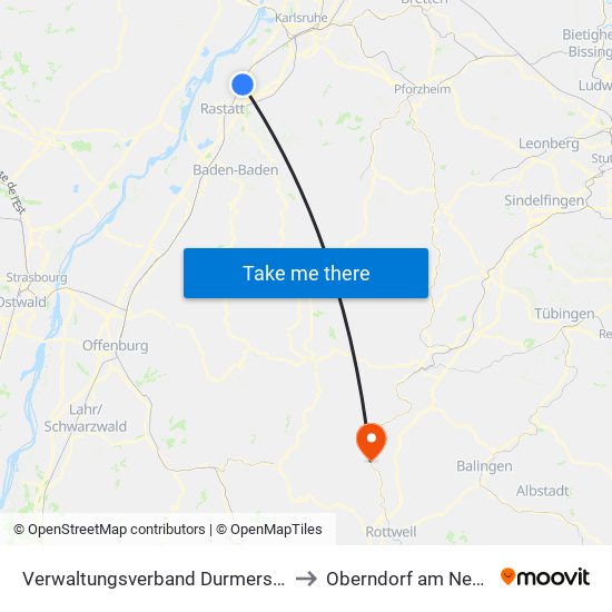 Verwaltungsverband Durmersheim to Oberndorf am Neckar map