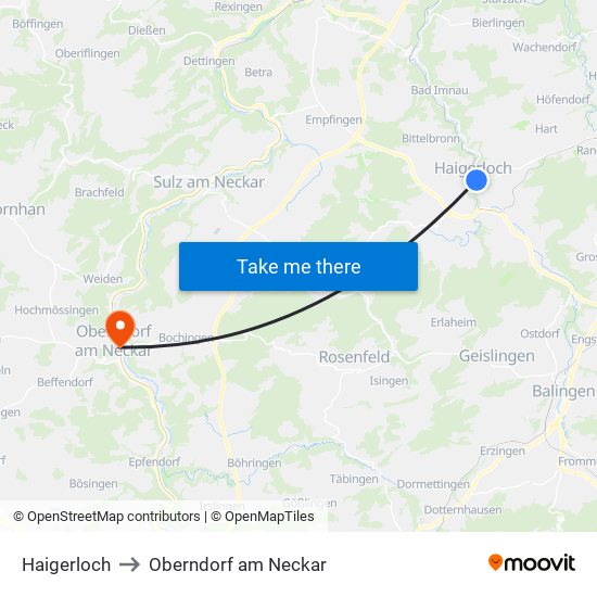 Haigerloch to Oberndorf am Neckar map
