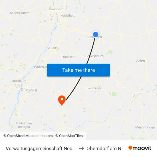 Verwaltungsgemeinschaft Neckarsulm to Oberndorf am Neckar map