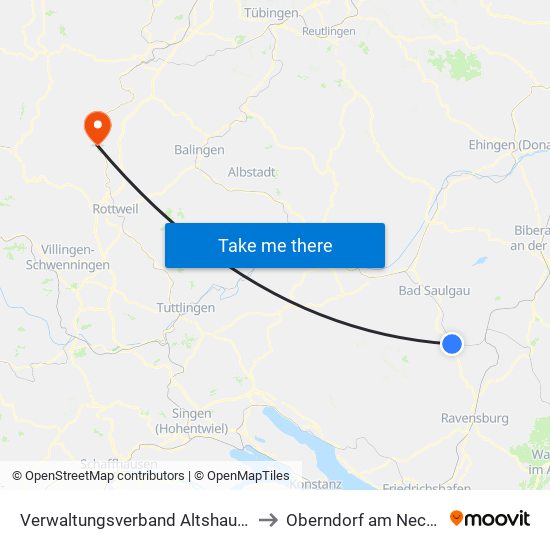 Verwaltungsverband Altshausen to Oberndorf am Neckar map