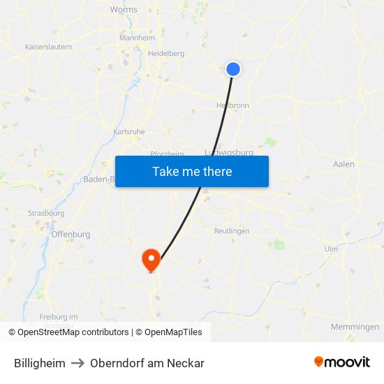 Billigheim to Oberndorf am Neckar map