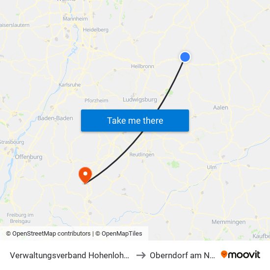 Verwaltungsverband Hohenloher Ebene to Oberndorf am Neckar map