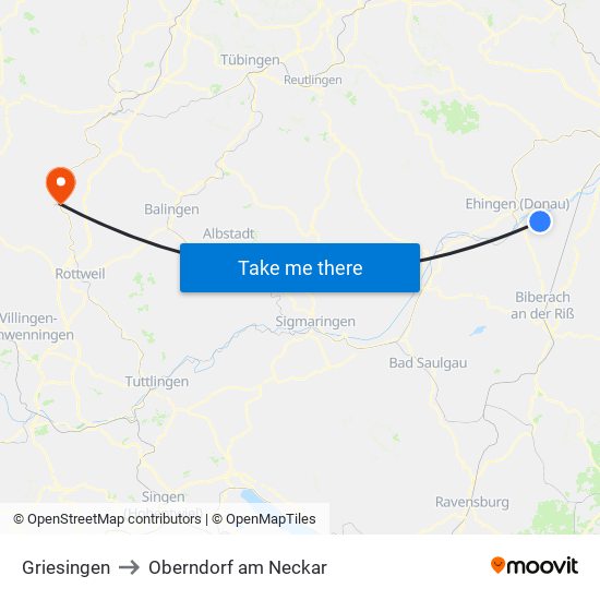 Griesingen to Oberndorf am Neckar map