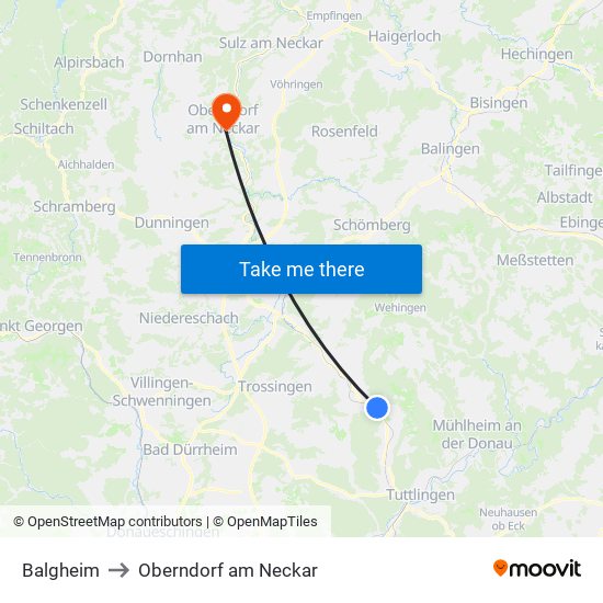 Balgheim to Oberndorf am Neckar map