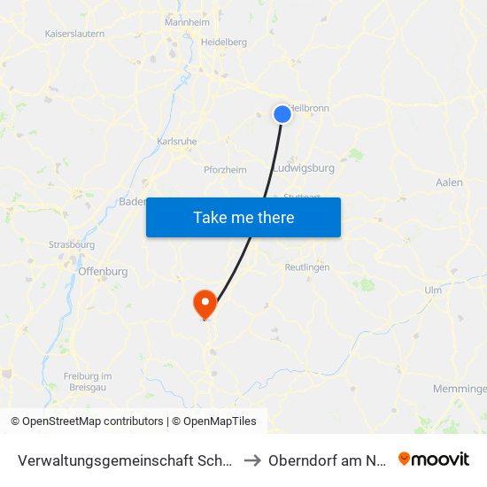 Verwaltungsgemeinschaft Schwaigern to Oberndorf am Neckar map