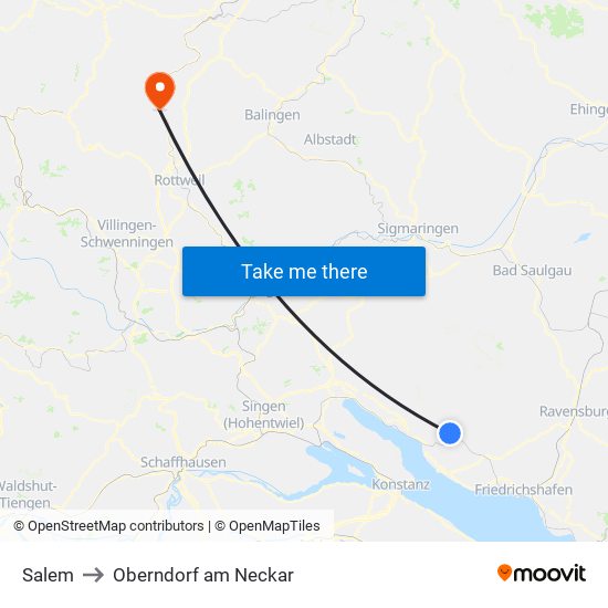 Salem to Oberndorf am Neckar map