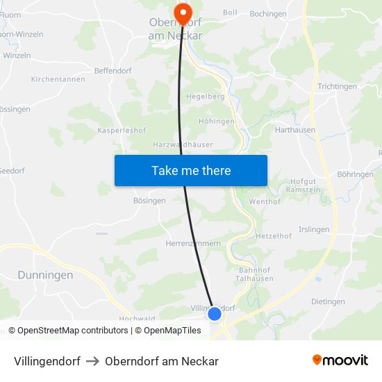 Villingendorf to Oberndorf am Neckar map