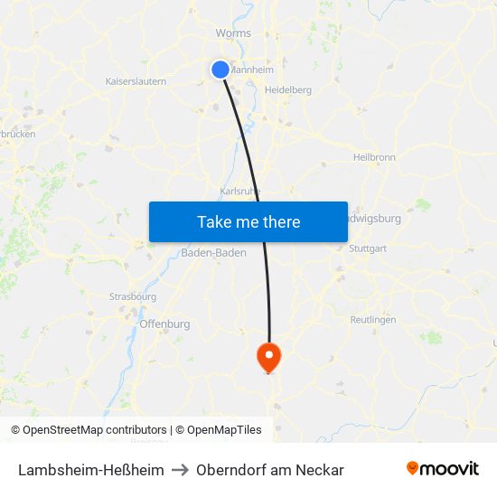 Lambsheim-Heßheim to Oberndorf am Neckar map