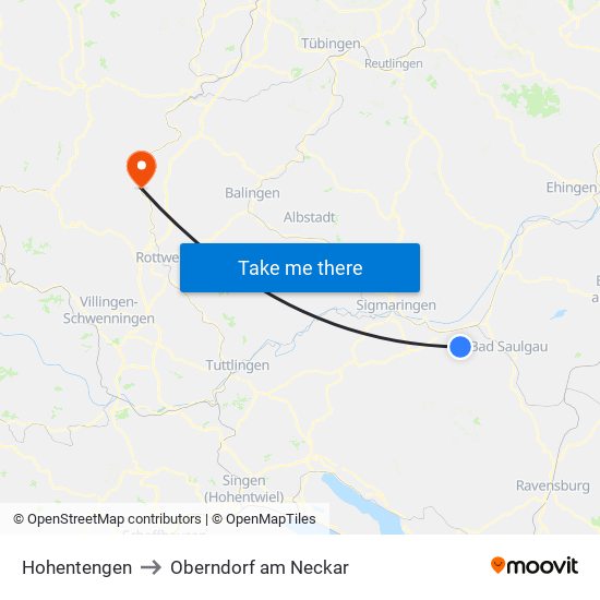 Hohentengen to Oberndorf am Neckar map