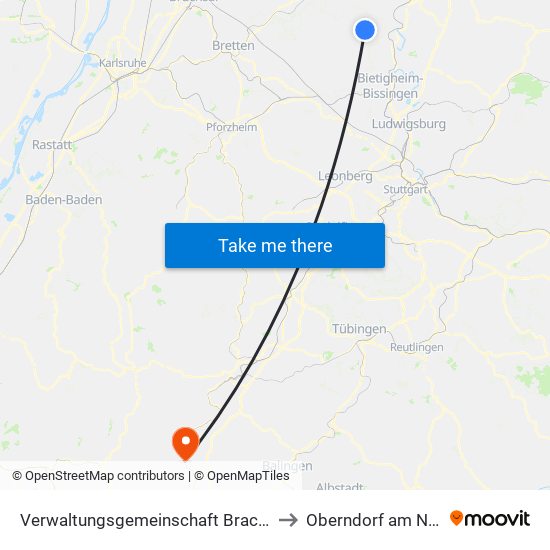 Verwaltungsgemeinschaft Brackenheim to Oberndorf am Neckar map