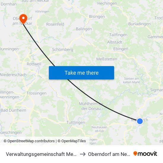 Verwaltungsgemeinschaft Meßkirch to Oberndorf am Neckar map