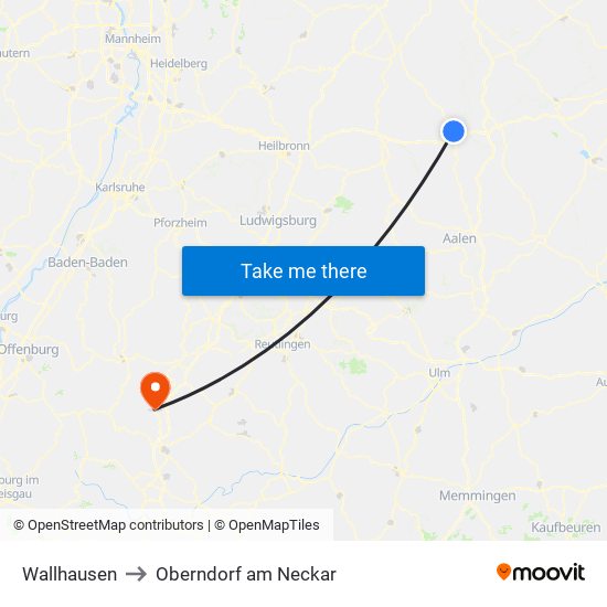 Wallhausen to Oberndorf am Neckar map