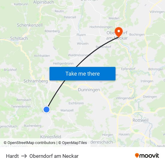 Hardt to Oberndorf am Neckar map