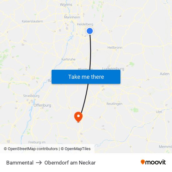 Bammental to Oberndorf am Neckar map