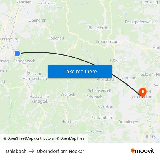 Ohlsbach to Oberndorf am Neckar map