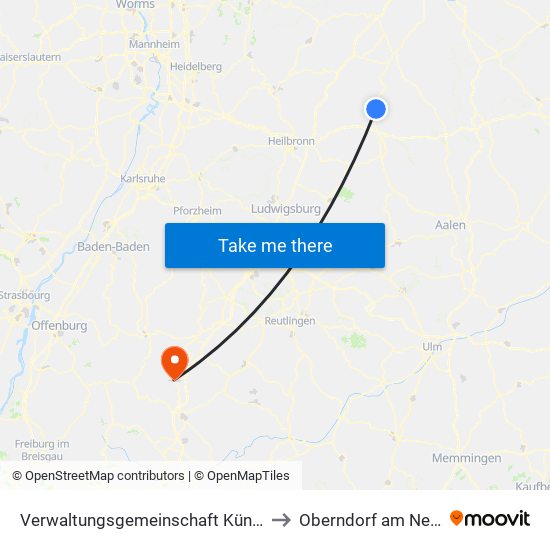 Verwaltungsgemeinschaft Künzelsau to Oberndorf am Neckar map